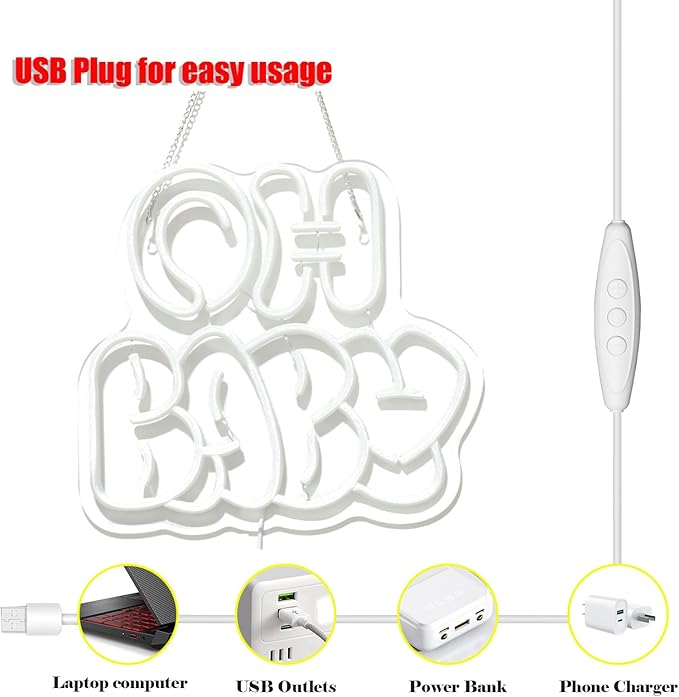 Oh Baby Neon Sign for Backdrop Wall Decor, Cute Decorative Lights, oh baby Neon - Image 4