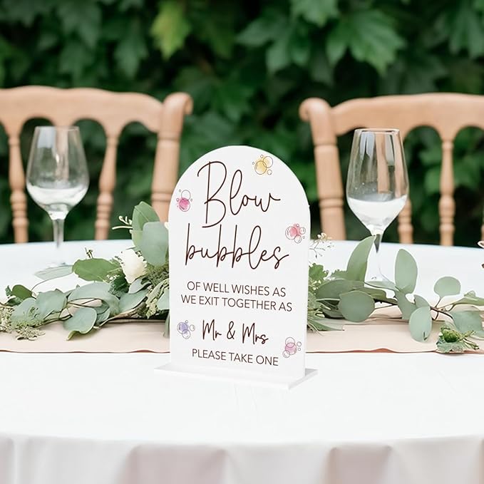 Wedding Bubbles Sign Bubbles for Wedding Send off Reception Decor Acrylic Arch - Image 3