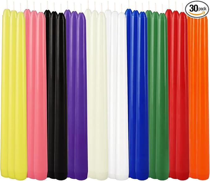 30-Pack 10-Color Taper Candles by Grcdoyvl
