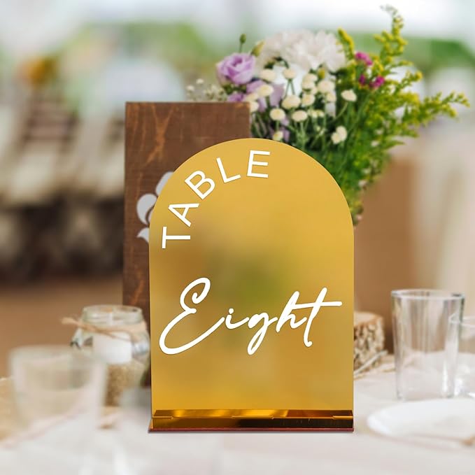 Gold Mirror Arch Wedding Table Numbers 1-25 - Image 3