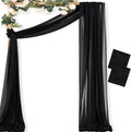 MLMC Black Wedding Arch Draping Fabric 2 Panels 29" x 20 FT Extra Long Gauze by MLMC