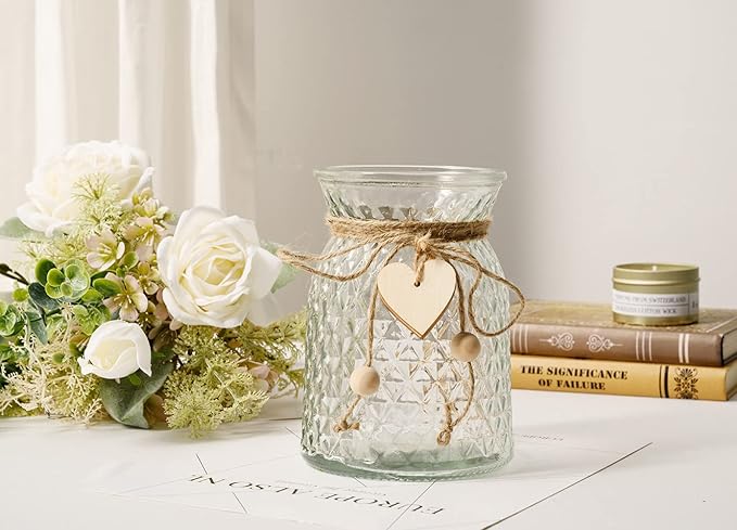 YJ Fake Flowers with Vase, Silk Roses Artificial Flowers in Vase, Faux Flower - Image 4
