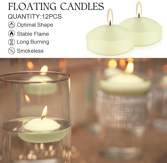 12 Pcs 3 - inch Floating Candles, Smokeless and Odourless, Burns - Image 4