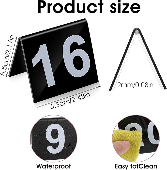 Table Numbers 1-25 Acrylic Double Side Numbered TableS Tents Plastic Restaurant - Image 2