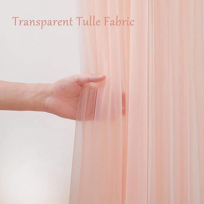10x10ft Peach Tulle Backdrop Curtain - Image 4
