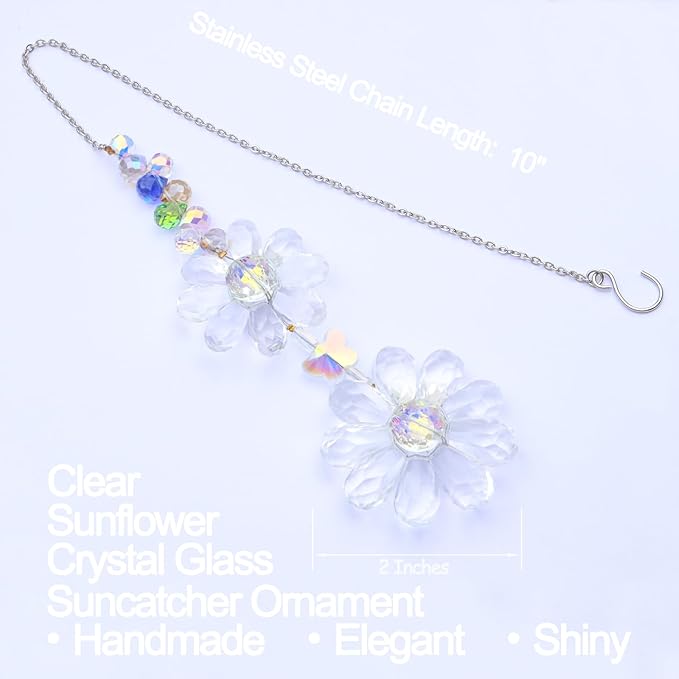 Crystal Flower Suncatcher Hanging Ornament, Rainbow Maker Window Sun Catcher - Image 2