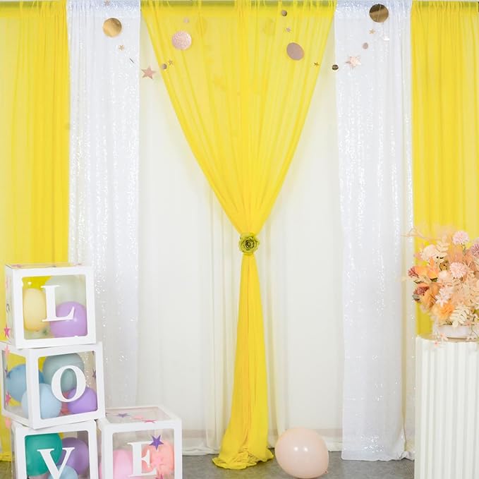 DUOBAO Chiffon Backdrop Curtain 96 Inch Length 2 Panel 29 Inch Width Wedding - Image 5