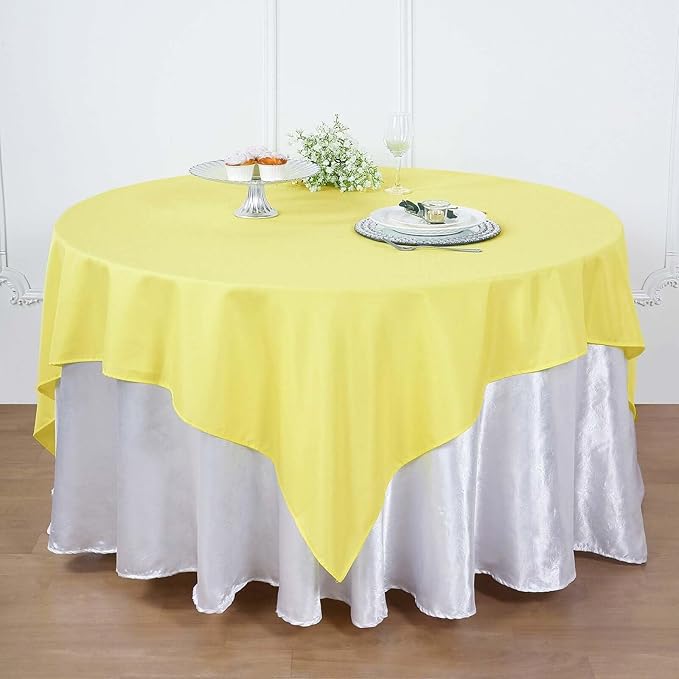 Efavormart 90" Yellow Wholesale Linens Polyester Square Linen Tablecloth - Image 2
