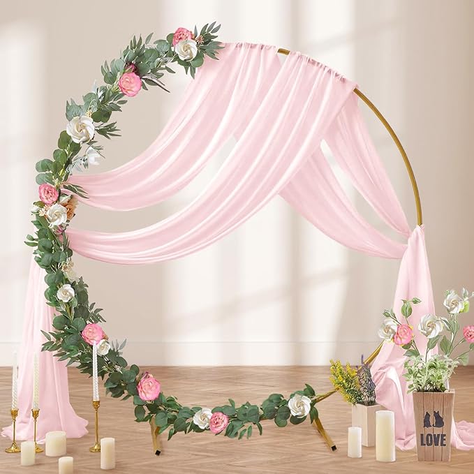 Pink Wedding Arch Draping Fabric 29" x 20 FT Blush Drapes - Image 3