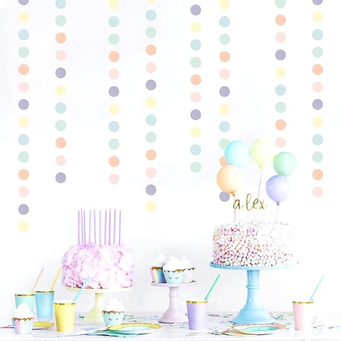 Pastel Rainbow Birthday Party-Decorations Streamers - 52FT Yellow Blue Mint - Image 6