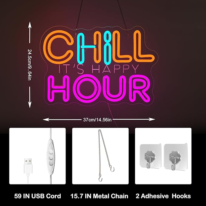 CHILL HOUR Neon Sign, Colorful LED Wall Light - Image 6