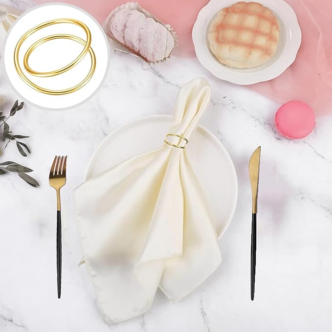 Gold Napkin Rings-24 PCS Metal Spiral Napkin Rings Napkin Holders Buckles - Image 3