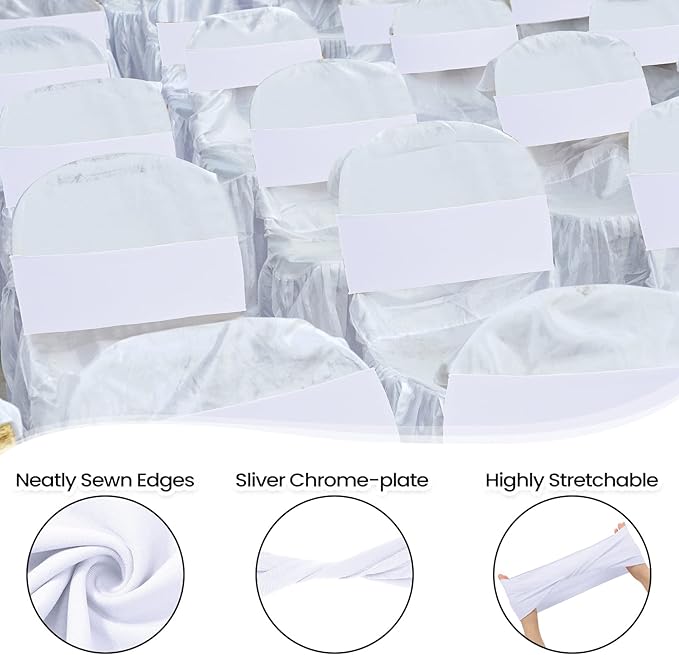 Kinlop 50 Pcs Spandex Chair Sashes Bows Chair Bands Slider Sashes - Image 3