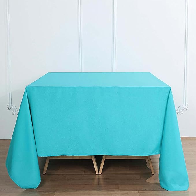 Efavormart 90" Turquoise Wholesale Linens Polyester Square Linen Tablecloth - Image 3