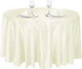 Ruisita 120 Inches Round Satin Tablecloths Ivory Overlay Round Satin Table by Ruisita