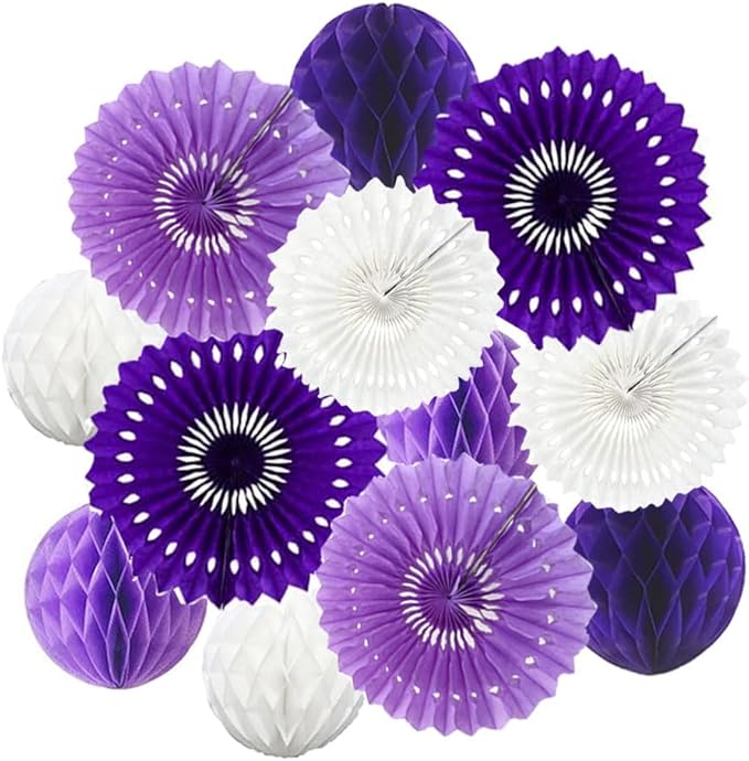 12pcs 6’’ 8’’ Honeycomb Balls Tissue Paper Fans Party Honeycomb Ball Fans Wall by Yangeey