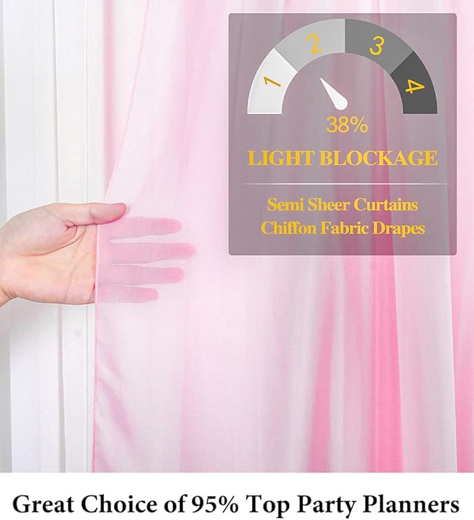 DUOBAO Pink Chiffon Backdrop Curtain-2 Panels 29x120-Inch Wedding Draping Beach - Image 7