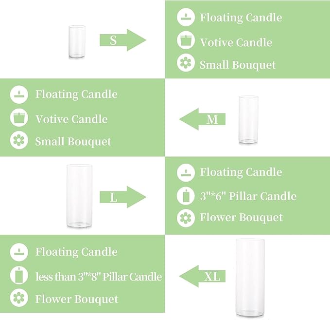 Glasseam Clear Cylinder Vases for Centerpieces, Glass Cylinder Vase Set of 6 - Image 6