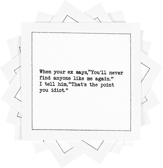 Five Star Napkins Inappropriate Thoughts Quotes White Cotton Cocktail Napkins by FiveStarNapkins