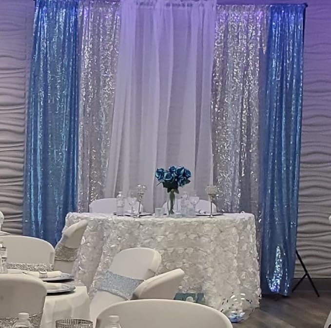 Poise3EHome 2ft x 8ft Baby Blue Sequin Backdrop Curtains 2 Panels Photography - Image 7
