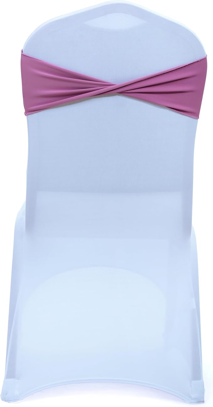 MDS Pack of 50 Spandex Chair Sashes Bows Elastic Stretch Dining Chair Bands - Image 3