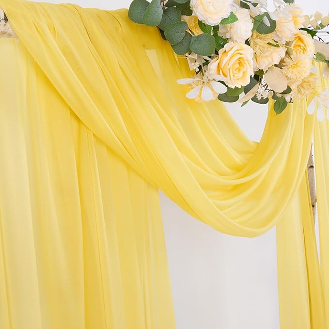 Socomi Yellow Sheer Wedding Arch Draping Fabric 29" x 20Ft 1 Panel Outdoor - Image 2