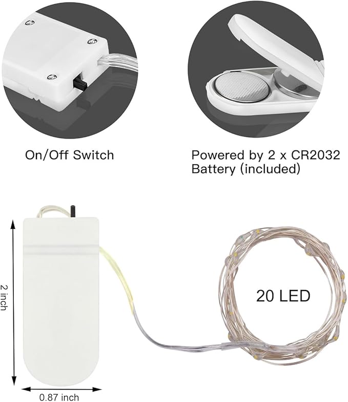 24 Pack Fairy Lights Battery Operated String Lights-3.3ft 20 LED Silver Wire - Image 7
