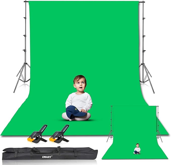 EMART Photo Video Studio 8.5 x 10ft Green Screen Backdrop Stand Kit, - Image 2