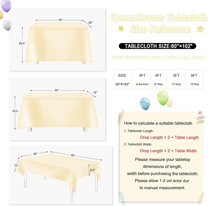 QueenDream Light Gold Tablecloth Party Decorations: Sequin Fabric Cover Drapes - Image 8