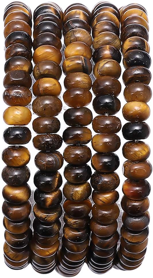 Natural Yellow Tiger Eye Stone Rondelle 4x6mm Loose Semi Gemstone Beads by Beadia