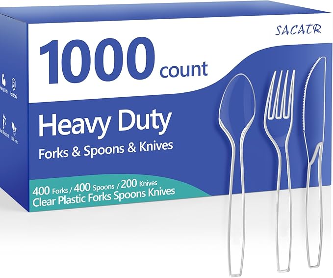 SACATR 1000 Count Plastic Silverware Heavy Duty by SACATR