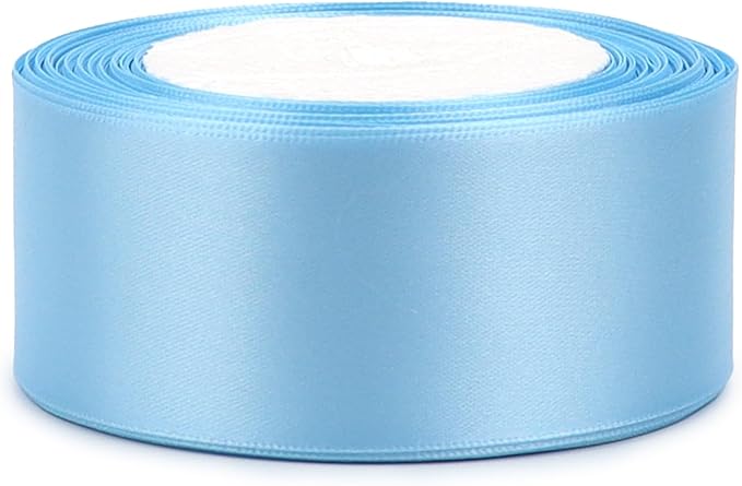Sky Blue Solid Satin Ribbon 1-1/2 Inch 25 Yards Solid Polyester Fabric Ribbon - Image 3