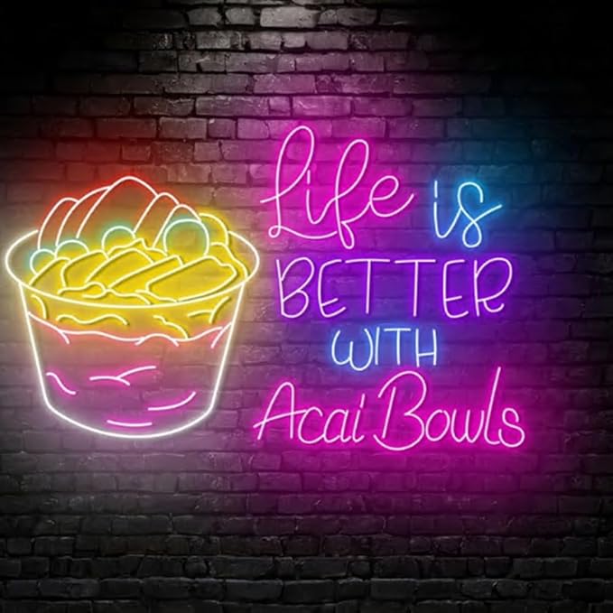 Life Is Better With Acai Bowls Neon Sign, Acai Bowl LED Light, Smoothies Neon - Image 3