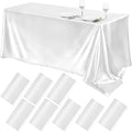TURSTIN 8 Packs White Satin Tablecloth 102 x 58 Inch Overlay Satin Table Cover by TURSTIN