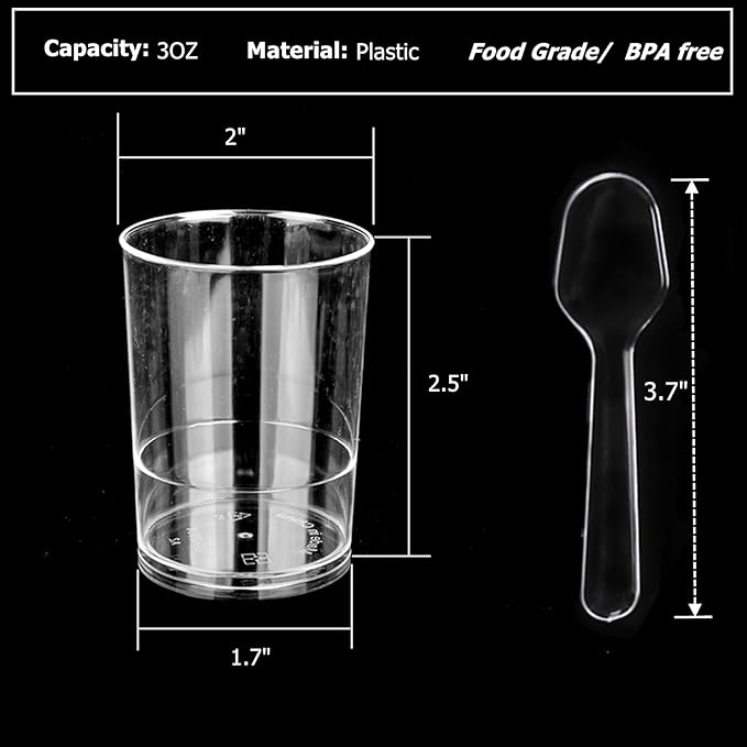 100 Pack Mini Dessert Cups, 3oz Clear Shooter Cups - Image 2