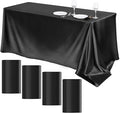 TURSTIN 4 Packs Black Satin Tablecloth 102 x 58 Inch Overlay Satin Table Cover by TURSTIN