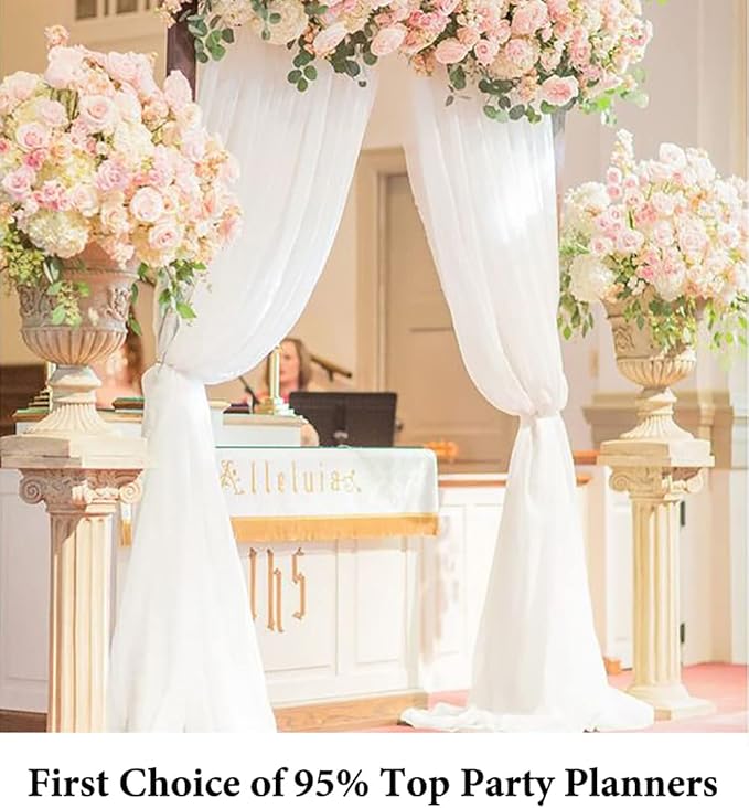 DUOBAO Chiffon Backdrop Curtain-2 Panels 29"x96" Sheer Drapes Beach Backdrops - Image 3