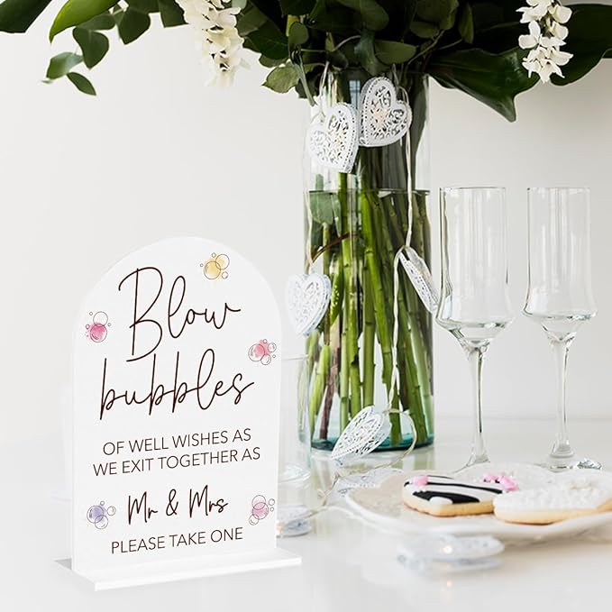 Wedding Bubbles Sign Bubbles for Wedding Send off Reception Decor Acrylic Arch - Image 4