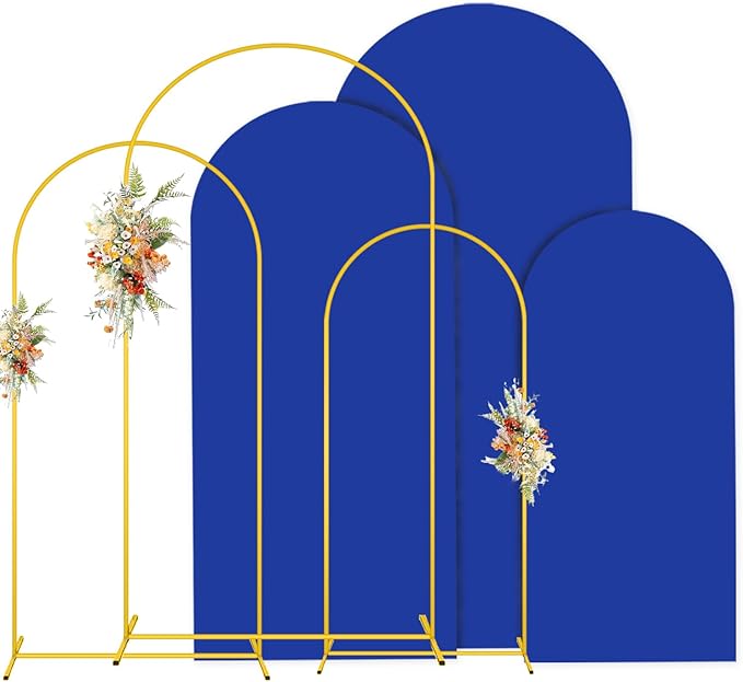 MODFUNS Arch Backdrop Stand and Cover Set 4&5&6ft Gold Arch Stand Royal Blue by MODFUNS