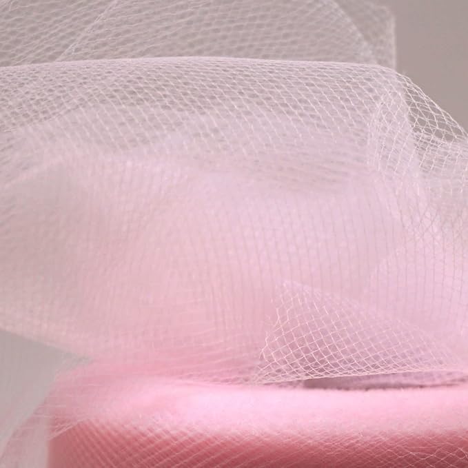 Light Pink Tulle Fabric Roll 6 Inch X 300 FT Matte Tulle Ribbon Netting Mesh - Image 4