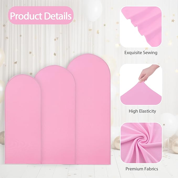 WEERRW Pink Arch Backdrop Cover Ballon Arch Stand Covers Set of 3 Spandex - Image 3
