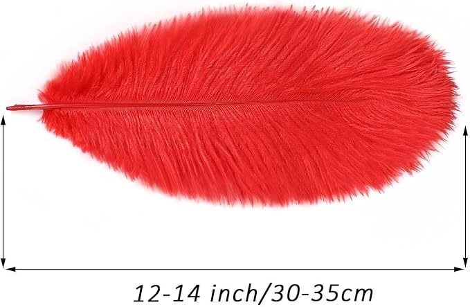 YAKRUNA 30PCS Red Ostrich Feathers Bulk 12-14 Inches - Image 2