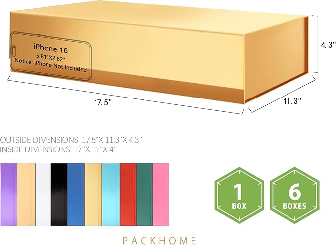 PACKHOME Extra Large Gift Box 17.5x11.3x4.3 Inches, Sturdy Shirt Box - Image 2