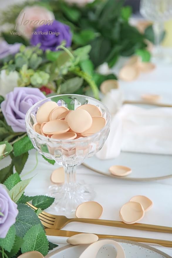 Floroom 300pcs Rose Petals Champagne Gold Faux Silk Flower Petals - Image 5
