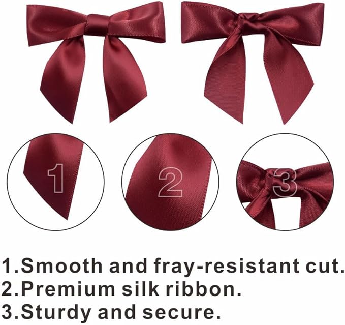 2.5" Hgzgch Burgundy Satin Ribbon Bow - Image 3