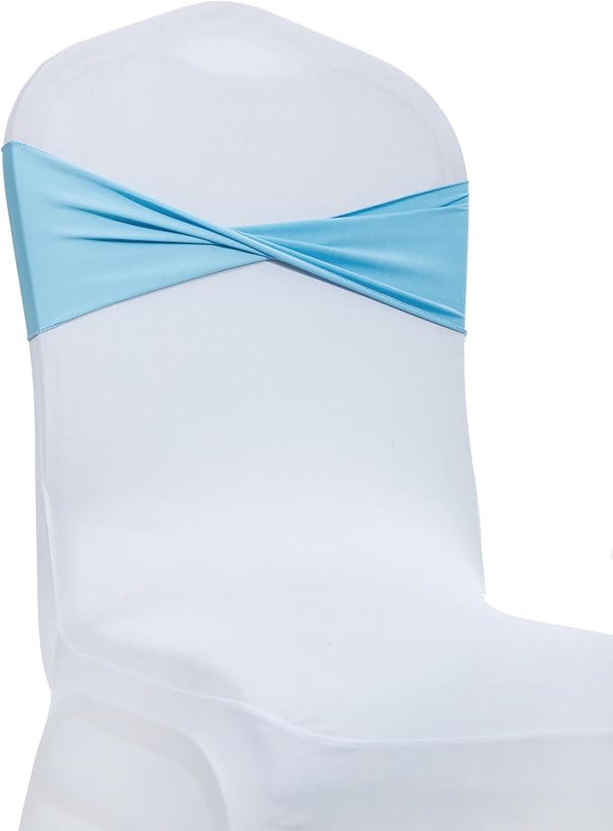 MDS Pack of 25 Spandex Chair Sashes Bows Elastic Stretch Dining Chair Bands - Image 3