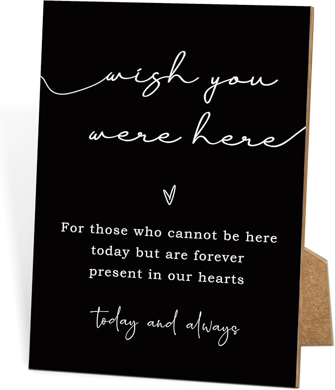 Wish You Were Here, Wedding Memorial Sign, 8x11 Black Minimalist Style Memorial by TCJIU