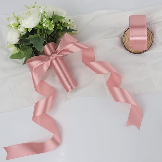 Rose Gold Solid Satin Ribbon 1-1/2 Inch 50 Yards Solid Polyester Fabric Ribbon - Image 6