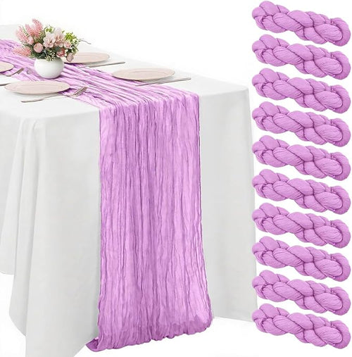 10 Pack Light Purple Cheesecloth Table Runner -21*120Inch Long Boho Wedding by MIRRASMIRROR