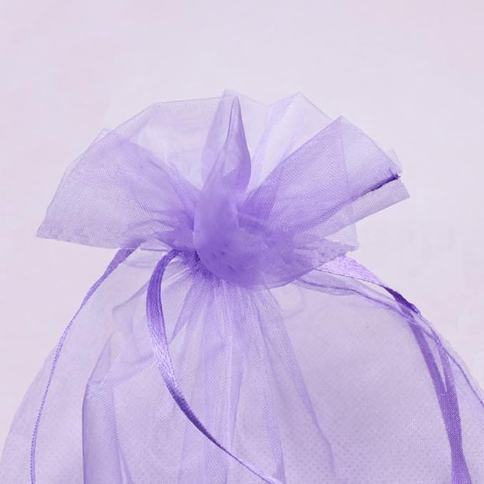 Wudygirl 100pcs Sheer Organza Bag 5 x 7 Inch Lavender Drawstring Transparent - Image 5